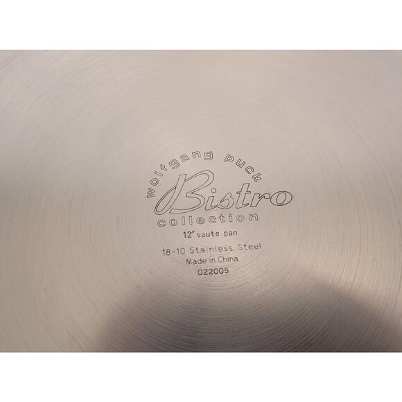Wolfgang Puck Bistro 18/10 Stainless Steel 12" Saute Pan Skillet w/ Lid 022005 - Picture 5 of 6